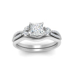 Load image into Gallery viewer, vine-split-band-princess-cut-diamond-wedding-set-in-white-gold-FDENR3211PRANGLE3-NL-WG