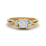 Load image into Gallery viewer, vine-split-band-princess-cut-diamond-wedding-set-in-yellow-gold-FDENR3211PRANGLE3-NL-YG