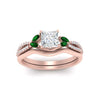 Load image into Gallery viewer, vine-split-band-princess-cut-diamond-wedding-set-with-emerald-in-rose-gold-FDENR3211PRGEMGRANGLE3-NL-RG