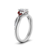 Load image into Gallery viewer, vine-split-band-princess-cut-diamond-wedding-set-with-ruby-in-white-gold-FDENR3211PRGRUDRANGLE3-NL-WG