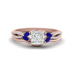 Load image into Gallery viewer, vine-split-band-princess-cut-diamond-wedding-set-with-sapphire-in-rose-gold-FDENR3211PRGSABLANGLE3-NL-RG