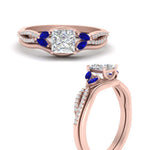 Load image into Gallery viewer, vine-split-band-princess-cut-diamond-wedding-set-with-sapphire-in-rose-gold-FDENR3211PRGSABLANGLE3-NL-RG