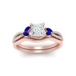 Load image into Gallery viewer, vine-split-band-princess-cut-diamond-wedding-set-with-sapphire-in-rose-gold-FDENR3211PRGSABLANGLE3-NL-RG