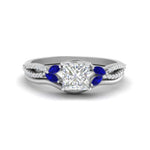 Load image into Gallery viewer, vine-split-band-princess-cut-diamond-wedding-set-with-sapphire-in-white-gold-FDENR3211PRGSABLANGLE3-NL-WG