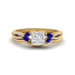 Load image into Gallery viewer, vine-split-band-princess-cut-diamond-wedding-set-with-sapphire-in-yellow-gold-FDENR3211PRGSABLANGLE3-NL-YG