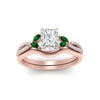 Load image into Gallery viewer, vine-split-band-radiant-cut-diamond-wedding-set-with-emerald-in-rose-gold-FDENR3211RAGEMGRANGLE3-NL-RG.jpg