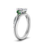 Load image into Gallery viewer, vine-split-band-radiant-cut-diamond-wedding-set-with-emerald-in-white-gold-FDENR3211RAGEMGRANGLE3-NL-WG.jpg