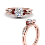Load image into Gallery viewer, vine-split-band-radiant-cut-diamond-wedding-set-with-ruby-in-rose-gold-FDENR3211RAGRUDRANGLE3-NL-RG.jpg