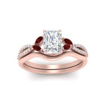 Load image into Gallery viewer, vine-split-band-radiant-cut-diamond-wedding-set-with-ruby-in-rose-gold-FDENR3211RAGRUDRANGLE3-NL-RG.jpg