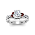 Load image into Gallery viewer, vine-split-band-radiant-cut-diamond-wedding-set-with-ruby-in-white-gold-FDENR3211RAGRUDRANGLE3-NL-WG.jpg