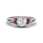 Load image into Gallery viewer, vine-split-band-round-cut-diamond-wedding-set-with-pink-sapphire-in-white-gold-FDENR3211ROGSADRPIANGLE3-NL-WG.jpg