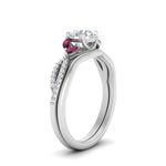 Load image into Gallery viewer, vine-split-band-round-cut-diamond-wedding-set-with-pink-sapphire-in-white-gold-FDENR3211ROGSADRPIANGLE3-NL-WG.jpg