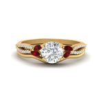 Load image into Gallery viewer, vine-split-band-round-cut-diamond-wedding-set-with-ruby-in-yellow-gold-FDENR3211ROGRUDRONGLE3-NL-YG.jpg