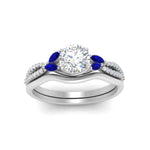 Load image into Gallery viewer, vine-split-band-round-cut-diamond-wedding-set-with-sapphire-in-white-gold-FDENR3211ROGSABLANGLE3-NL-WG.jpg
