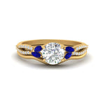 Load image into Gallery viewer, vine-split-band-round-cut-diamond-wedding-set-with-sapphire-in-yellow-gold-FDENR3211ROGSABLANGLE3-NL-YG.jpg