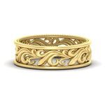 Load image into Gallery viewer, vintage-filigree-diamond-wedding-band-for-women-in-yellow-gold-fdw9301sleep-nl-yg