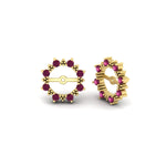 Load image into Gallery viewer, vintage-halo-pink-sapphire-earring-jackets-for-3-carat-studs-in-yellow-gold-fdear815gsadrpiangle1-3.00ct-nl-yg.jpg?v=1762758803