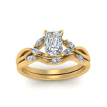 Load image into Gallery viewer, vintage-inspired-twisted-radiant-lab-diamond-bridal-set-in-yellow-gold-FD8300RAB2ANGLE5-NL-YG