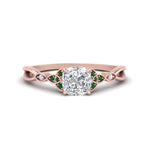 Load image into Gallery viewer, vintage-irish-knot-cushion-diamond-engagement-ring-with-emerald-in-rose-gold-FD124181CURGEMGR-NL-RG.jpg