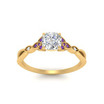 Load image into Gallery viewer, vintage-irish-knot-cushion-diamond-engagement-ring-with-purple-topaz-in-yellow-gold-FD124181CURGVITO-NL-YG.jpg