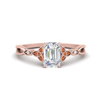 Load image into Gallery viewer, vintage-irish-knot-emerald-cut-diamond-engagement-ring-with-orange-sapphire-in-rose-gold-FD124181EMRGSAOR-NL-RG.jpg