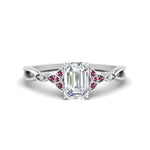 Load image into Gallery viewer, vintage-irish-knot-emerald-cut-diamond-engagement-ring-with-pink-sapphire-in-white-gold-FD124181EMRGSADRPI-NL-WG.jpg