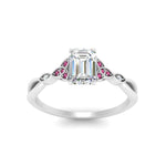 Load image into Gallery viewer, vintage-irish-knot-emerald-cut-diamond-engagement-ring-with-pink-sapphire-in-white-gold-FD124181EMRGSADRPI-NL-WG.jpg
