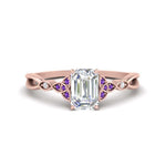 Load image into Gallery viewer, vintage-irish-knot-emerald-cut-diamond-engagement-ring-with-purple-topaz-in-rose-gold-FD124181EMRGVITO-NL-RG.jpg