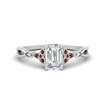 Load image into Gallery viewer, vintage-irish-knot-emerald-cut-diamond-engagement-ring-with-ruby-in-white-gold-FD124181EMRGRUDR-NL-WG.jpg