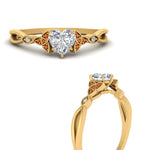 Load image into Gallery viewer, vintage-irish-knot-heart-diamond-engagement-ring-with-orange-sapphire-in-yellow-gold-FD124181HTRGSAOR-NL-YG.jpg