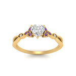 Load image into Gallery viewer, vintage-irish-knot-heart-diamond-engagement-ring-with-purple-topaz-in-yellow-gold-FD124181HTRGVITO-NL-YG.jpg