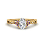 Load image into Gallery viewer, vintage-irish-knot-oval-diamond-engagement-ring-with-purple-topaz-in-yellow-gold-FD124181OVRGVITO-NL-YG.jpg