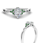 Load image into Gallery viewer, vintage-irish-knot-pear-diamond-engagement-ring-with-emerald-in-white-gold-FD124181PERGEMGR-NL-WG.jpg