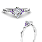 Load image into Gallery viewer, vintage-irish-knot-pear-diamond-engagement-ring-with-purple-topaz-in-white-gold-FD124181PERGVITO-NL-WG.jpg