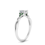 Load image into Gallery viewer, vintage-irish-knot-princess-cut-diamond-engagement-ring-with-emerald-in-white-gold-FD124181PRRGEMGR-NL-WG.jpg
