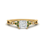 Load image into Gallery viewer, vintage-irish-knot-princess-cut-diamond-engagement-ring-with-emerald-in-yellow-gold-FD124181PRRGEMGR-NL-YG.jpg