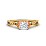 Load image into Gallery viewer, vintage-irish-knot-princess-cut-diamond-engagement-ring-with-orange-sapphire-in-yellow-gold-FD124181PRRGSAOR-NL-YG.jpg