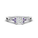 Load image into Gallery viewer, vintage-irish-knot-princess-cut-diamond-engagement-ring-with-purple-topaz-in-white-gold-FD124181PRRGVITO-NL-WG.jpg