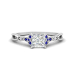 Load image into Gallery viewer, vintage-irish-knot-princess-cut-diamond-engagement-ring-with-sapphire-in-white-gold-FD124181PRRGSABL-NL-WG.jpg
