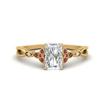 Load image into Gallery viewer, vintage-irish-knot-radiant-diamond-engagement-ring-with-pink-sapphire-in-yellow-gold-FD124181RARGSADRPI-NL-YG.jpg