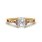 Load image into Gallery viewer, vintage-irish-knot-radiant-diamond-engagement-ring-with-purple-topaz-in-yellow-gold-FD124181RARGVITO-NL-YG.jpg