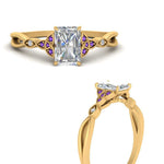 Load image into Gallery viewer, vintage-irish-knot-radiant-diamond-engagement-ring-with-purple-topaz-in-yellow-gold-FD124181RARGVITO-NL-YG.jpg