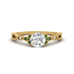 Load image into Gallery viewer, vintage-irish-knot-round-diamond-engagement-ring-with-emerald-in-yellow-gold-FD124181RORGEMGR-NL-YG.jpg