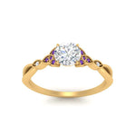 Load image into Gallery viewer, vintage-irish-knot-round-diamond-engagement-ring-with-purple-topaz-in-yellow-gold-FD124181RORGVITO-NL-YG.jpg