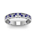 Load image into Gallery viewer, vintage-looking-pave-diamond-wedding-ring-for-women-with-blue-sapphire-in-white-gold-FDENS3543BGSABLANGLE5-NL-WG