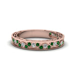 Load image into Gallery viewer, vintage-looking-pave-diamond-wedding-ring-for-women-with-emerald-in-14K-rose-gold-FDENS3543BGEMGR-NL-RG