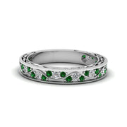 vintage-looking-pave-diamond-wedding-ring-for-women-with-emerald-in-14K-white-gold-FDENS3543BGEMGR-NL-WG