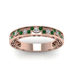 Load image into Gallery viewer, vintage-looking-pave-diamond-wedding-ring-for-women-with-emerald-in-rose-gold-FDENS3543BGEMGRANGLE5-NL-RG