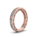 Load image into Gallery viewer, vintage-looking-pave-diamond-wedding-ring-for-women-with-ice-blue-topaz-in-14K-rose-gold-FDENS3543BGICBLTOANGLE1-NL-RG