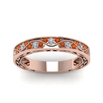 Load image into Gallery viewer, vintage-looking-pave-diamond-wedding-ring-for-women-with-orange-sapphire-in-rose-gold-FDENS3543BGSAORANGLE5-NL-RG